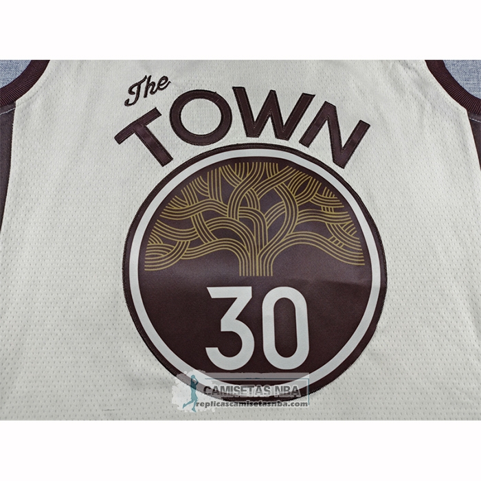 Camiseta Golden State Warriors Stephen Curry NO 30 Ciudad 2025-26 Crema